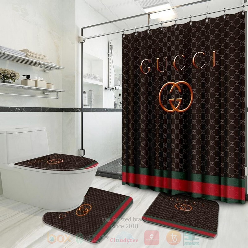 Gucci_Dark_Brown_Striped_Inspired_Luxury_Shower_Curtain_Set