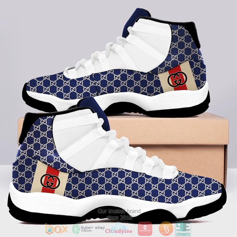 Gucci_Hive_pattern_blue_Air_Jordan_11_Sneaker_Shoes
