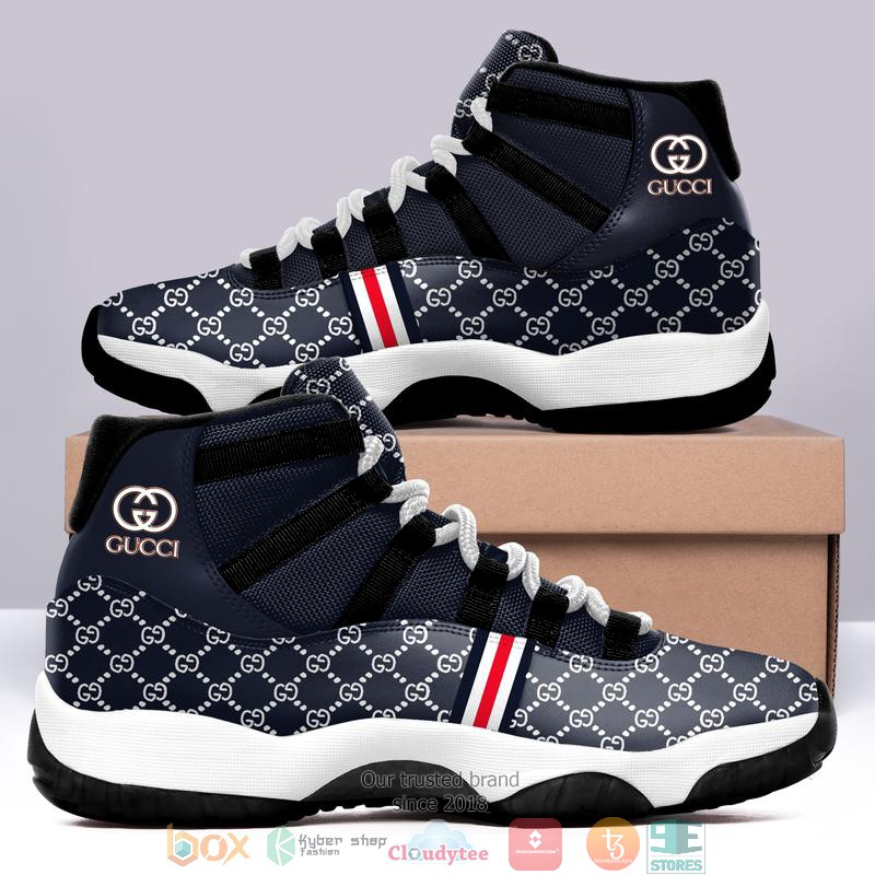 Gucci_Hive_pattern_navy_Air_Jordan_11_Sneaker_Shoes