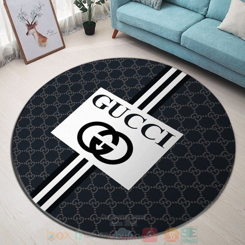 Gucci_brand_black_pattern_round_rug