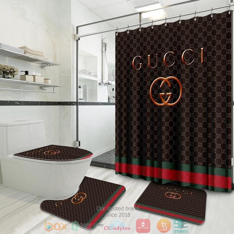Gucci_brand_brown_pattern_Shower_Curtain_Sets