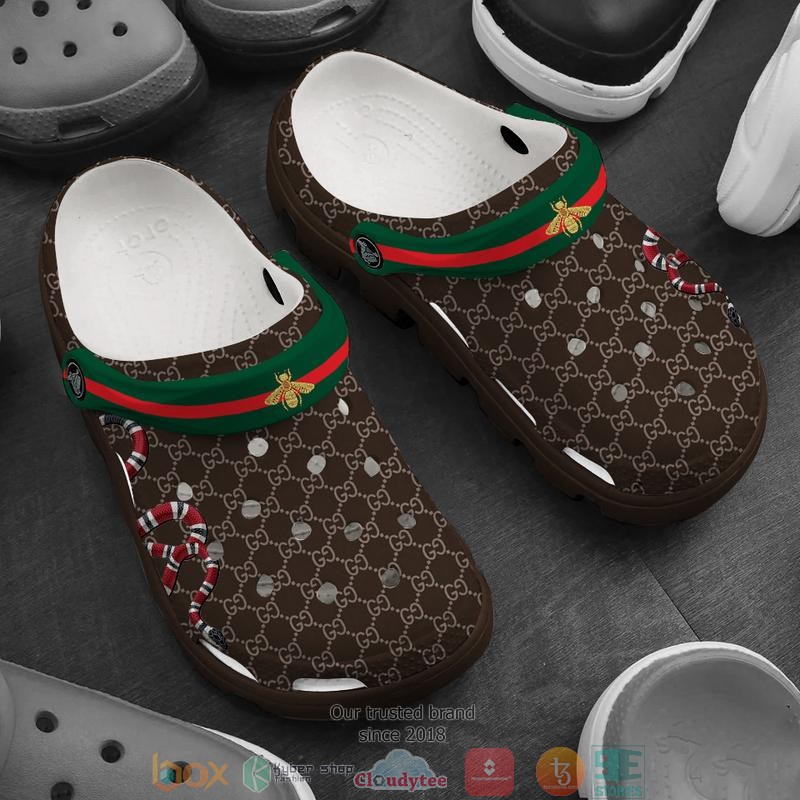 Gucci_brand_dark_brown_pattern_Crocband_Clog_Shoes