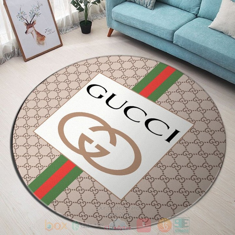 Gucci_brand_khaki_pattern_round_rug