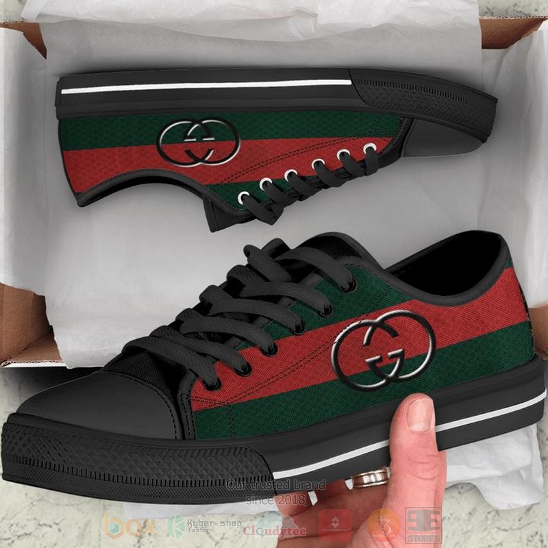 Gucci_color_brand_black_canvas_low_top_shoes