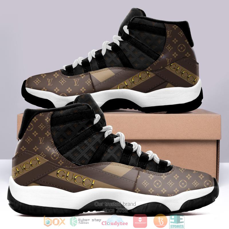Gucci_gold_LV_brown_Air_Jordan_11_Sneaker_Shoes