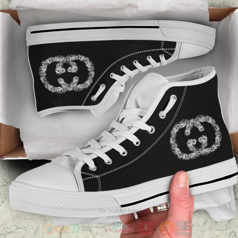 Gucci_rose_logo_black_canvas_high_top_shoes