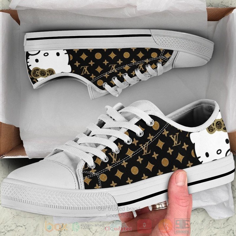 Hello_Kitty_Louis_Vuitton_LV_black_pattern_canvas_low_top_shoes