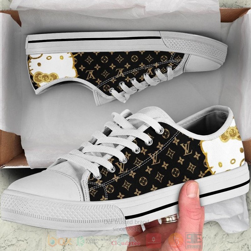 Hello_Kitty_Louis_Vuitton_black_pattern_canvas_low_top_shoes