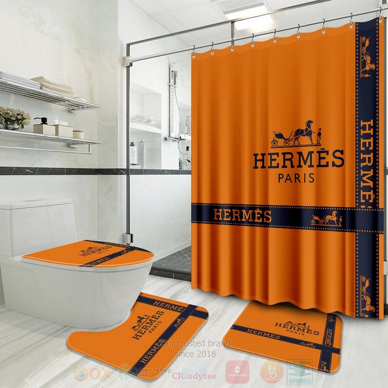 Hermes_Paris_Orange_Inspired_Luxury_Shower_Curtain_Set