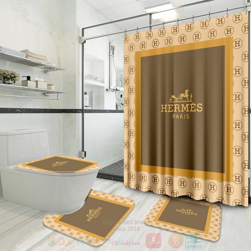 Hermes_Paris_Yellow-Grey_Inspired_Luxury_Shower_Curtain_Set