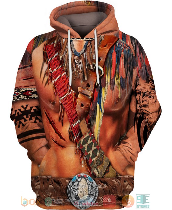 Warrior_Style_Native_Ameican_red_Skin_3D_Shirt_Hoodie