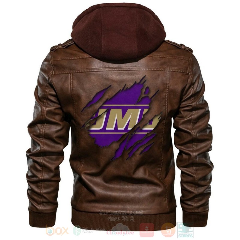 James_Madison_Dukes_NCAA_Brown_Motorcycle_Leather_Jacket