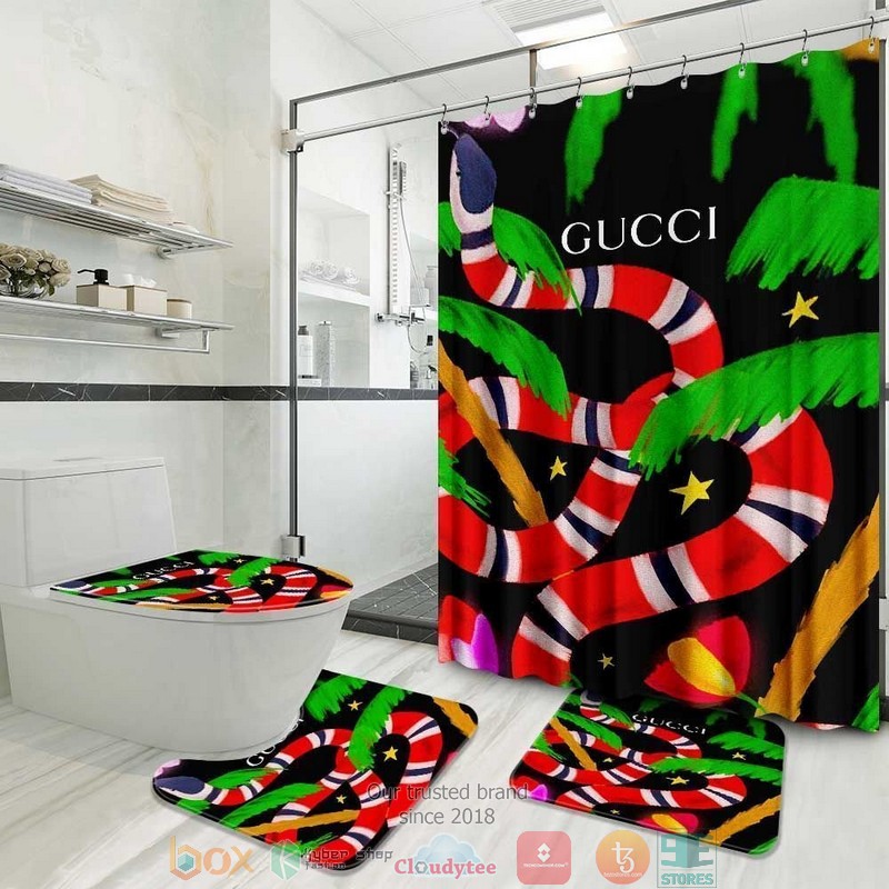 Kingsnake_Gucci_black_Shower_Curtain_Sets