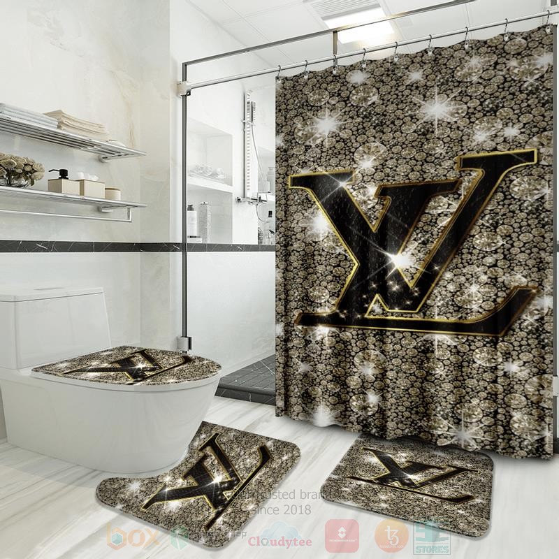 Louis_Vuitton_Black-Brown-White_Pattern_Inspired_Luxury_Shower_Curtain_Set