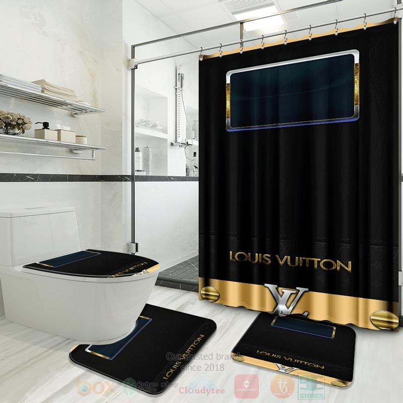 Louis_Vuitton_Black-Gold_Color_Logo_Inspired_Luxury_Shower_Curtain_Set