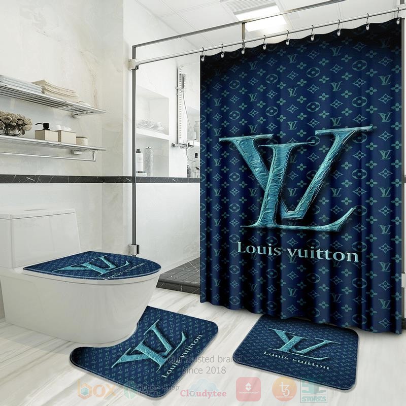 Louis_Vuitton_Blue_Logos_Inspired_Luxury_Shower_Curtain_Set