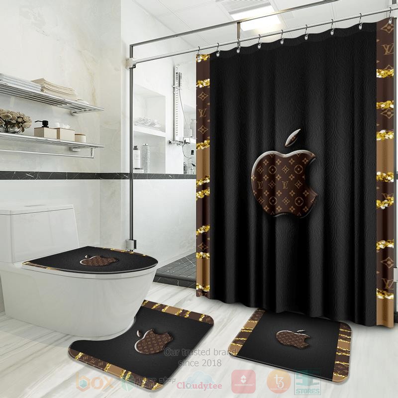 Louis_Vuitton_Dark_Brown-Black_Apple_Inspired_Luxury_Shower_Curtain_Set
