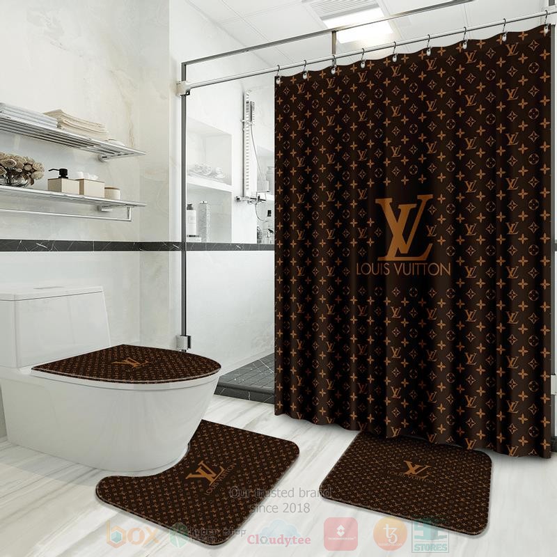 Louis_Vuitton_Dark_Brown-Black_Inspired_Luxury_Shower_Curtain_Set