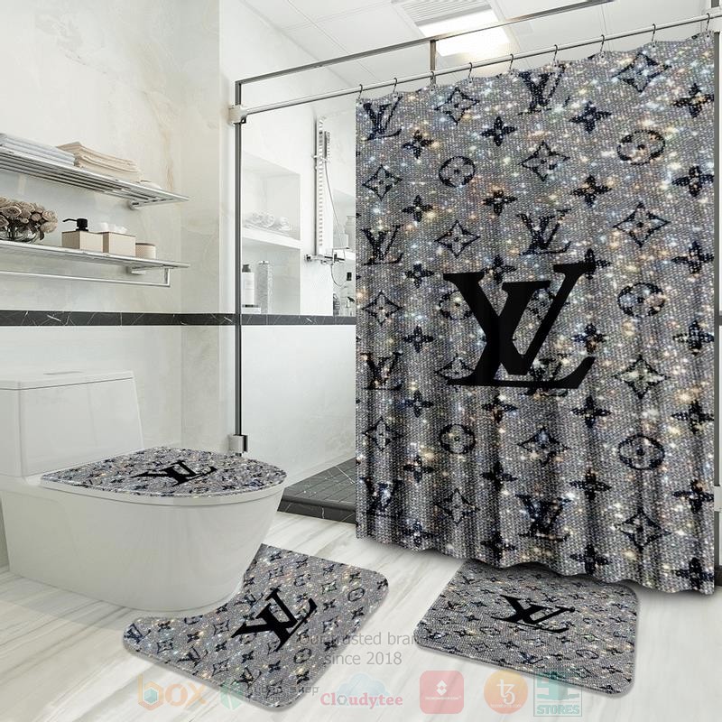 Louis_Vuitton_Grey-Black_Star_Sky_Inspired_Luxury_Shower_Curtain_Set