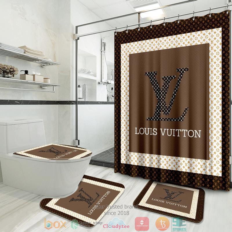 Louis_Vuitton_High-end_brand_brown_white_Shower_Curtain_Sets