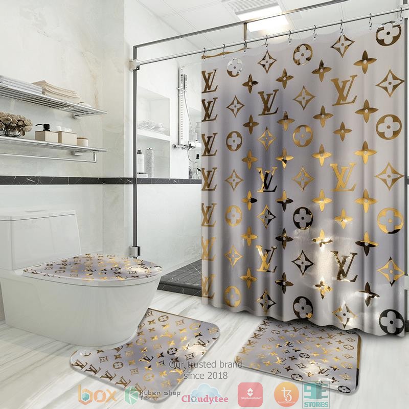 Louis_Vuitton_High-end_brand_white_gold_Shower_Curtain_Sets