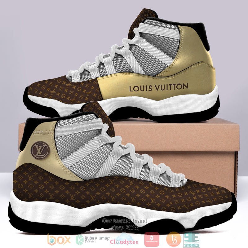 Louis_Vuitton_LV_Gold_brown_Air_Jordan_11_Sneaker_Shoes