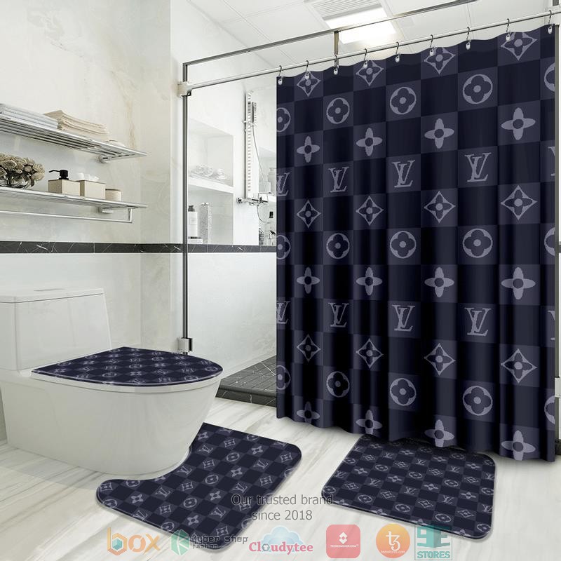 Louis_Vuitton_LV_damier_pattern_dark_blue_Shower_Curtain_Sets