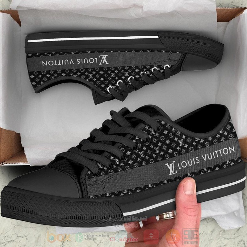 Louis_Vuitton_Luxury_brand_black_canvas_low_top_shoes