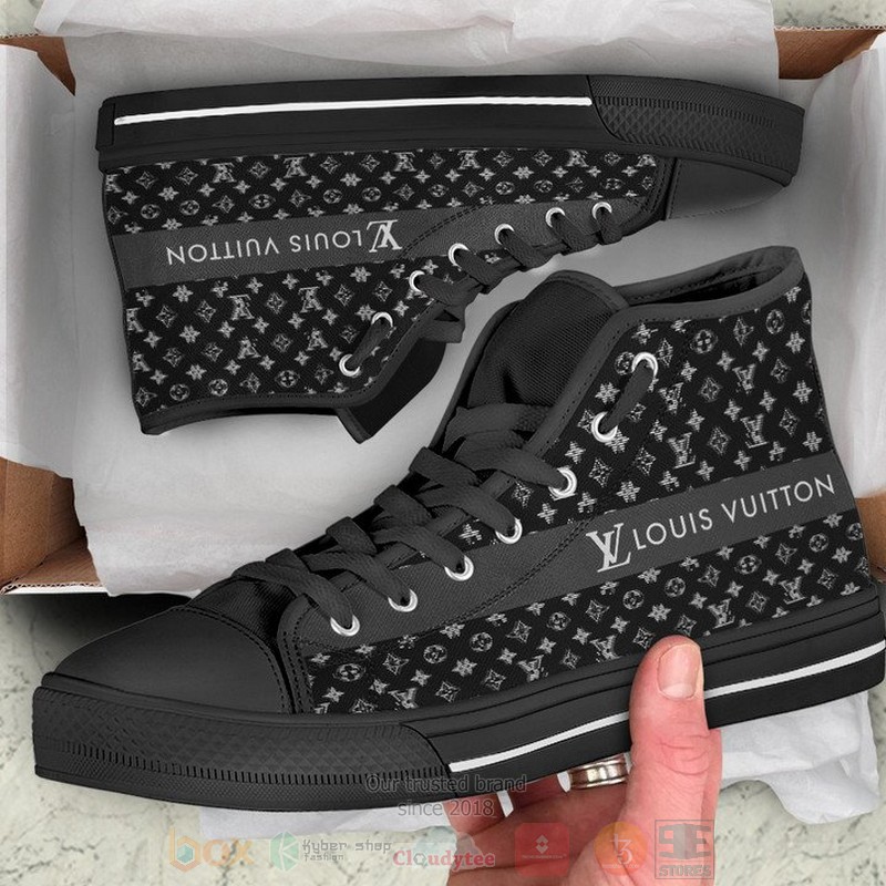 Louis_Vuitton_Luxury_brand_black_pattern_canvas_high_top_shoes