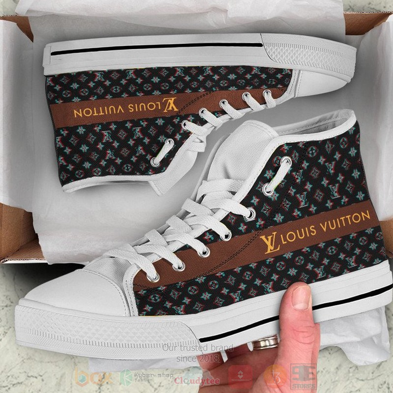 Louis_Vuitton_Luxury_brand_brown_black_canvas_high_top_shoes