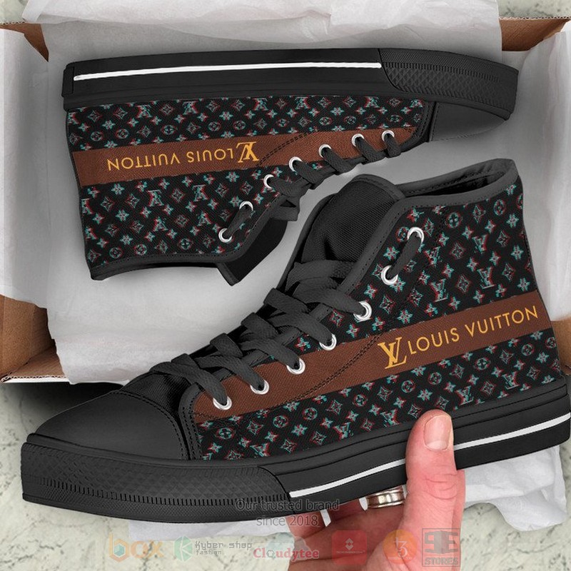 Louis_Vuitton_Luxury_brand_brown_black_pattern_canvas_high_top_shoes