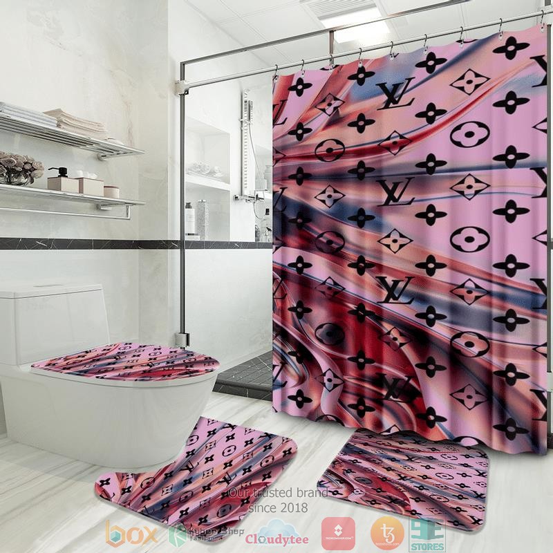 Louis_Vuitton_Luxury_brand_pink_pattern_Shower_Curtain_Sets