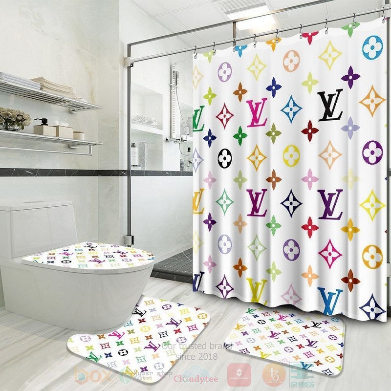 Louis_Vuitton_Multicolor_White_Inspired_Luxury_Shower_Curtain_Set