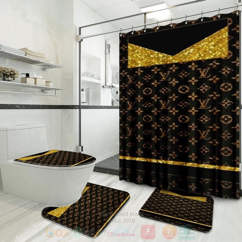Louis_Vuitton_Paris_Black-BrownYellow_Inspired_Luxury_Shower_Curtain_Set