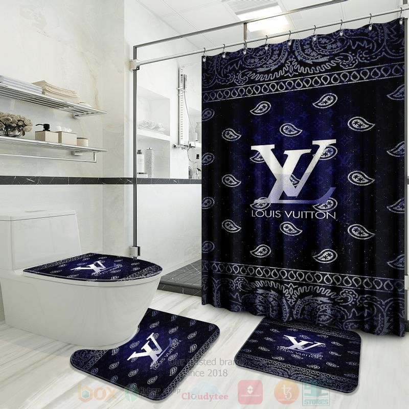 Louis_Vuitton_Pattern_Navy-Black_Inspired_Luxury_Shower_Curtain_Set