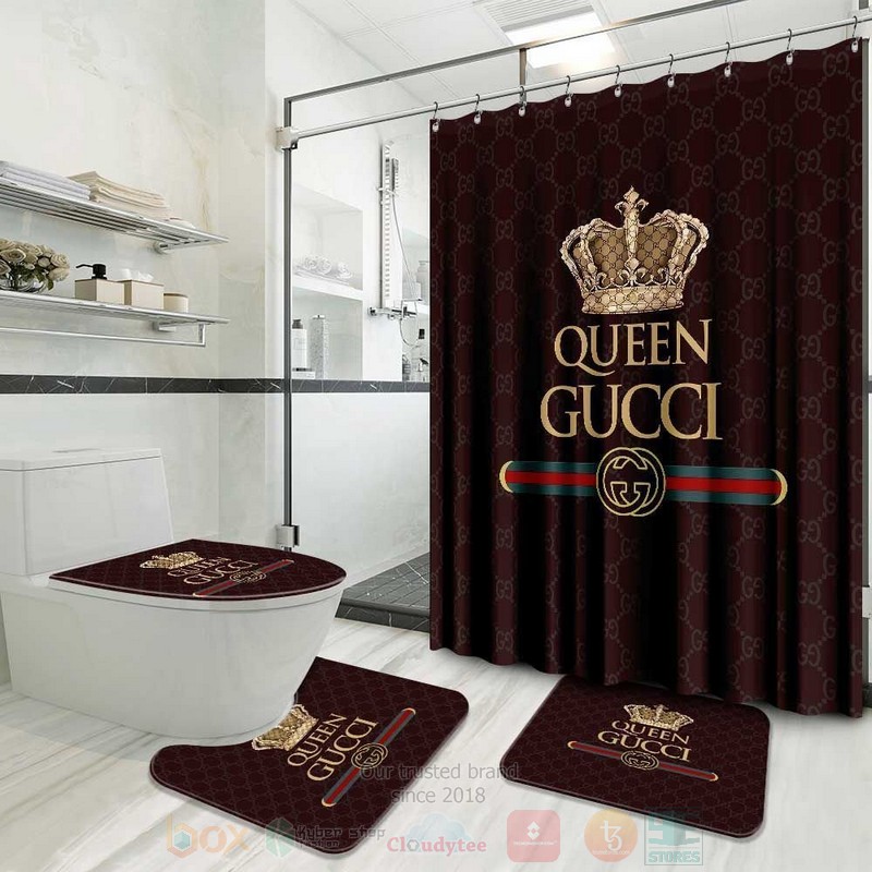 Louis_Vuitton_Queen_Pattern_Dark_Red_Inspired_Luxury_Shower_Curtain_Set