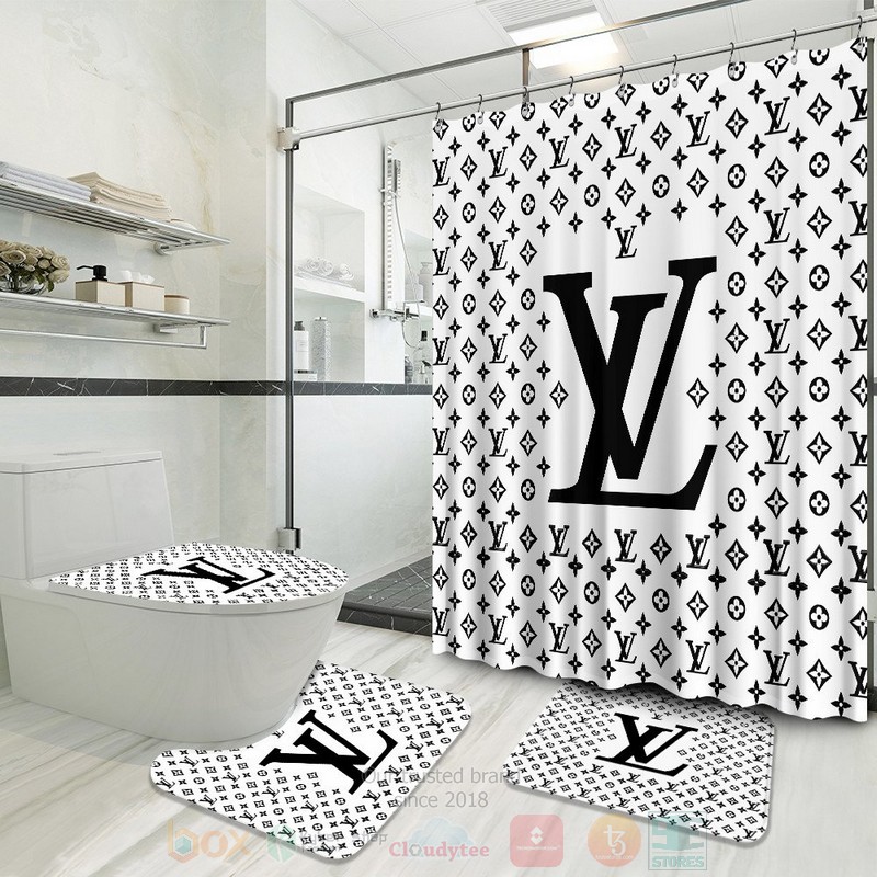 Louis_Vuitton_White-_Black_Logos_Pattern_Inspired_Luxury_Shower_Curtain_Set