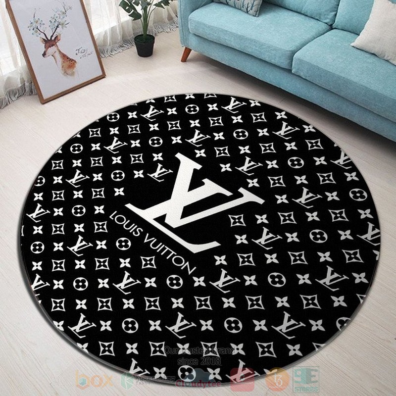 Louis_Vuitton_black_pattern_round_rug