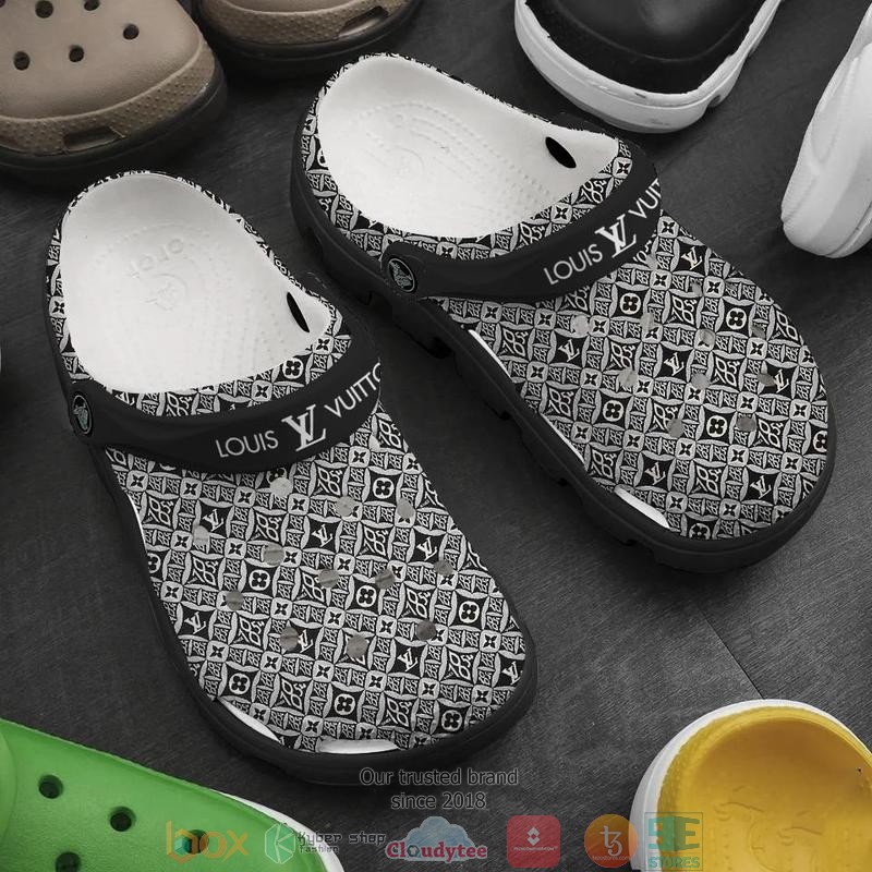 Louis_Vuitton_brand_black_pattern_Crocband_Clog_Shoes