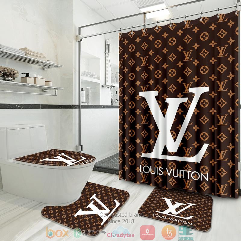 Louis_Vuitton_brand_brown_pattern_Shower_Curtain_Sets