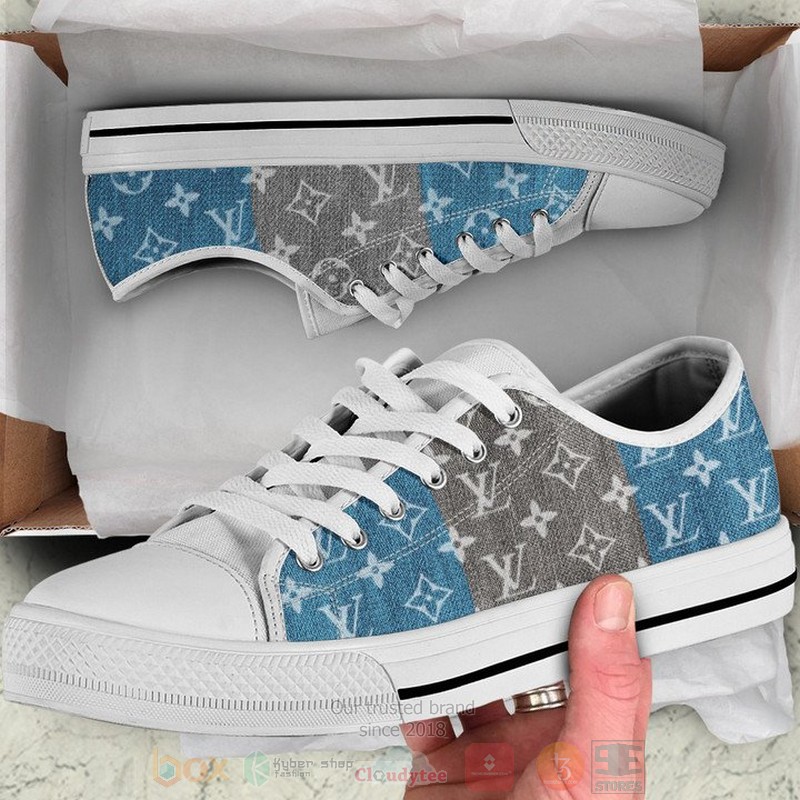 Louis_Vuitton_brand_grey_blue_pattern_canvas_low_top_shoes