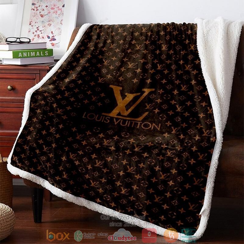 Louis_Vuitton_brown_pattern_Fleece_Blanket