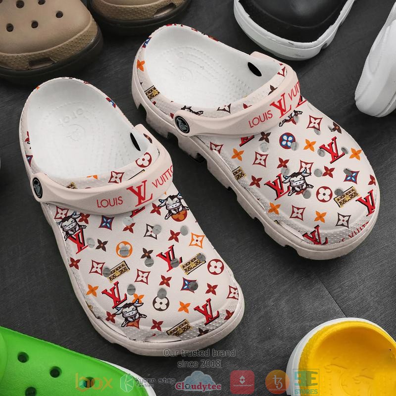 Louis_Vuitton_colorful_pattern_white_red_Crocband_Clog_Shoes