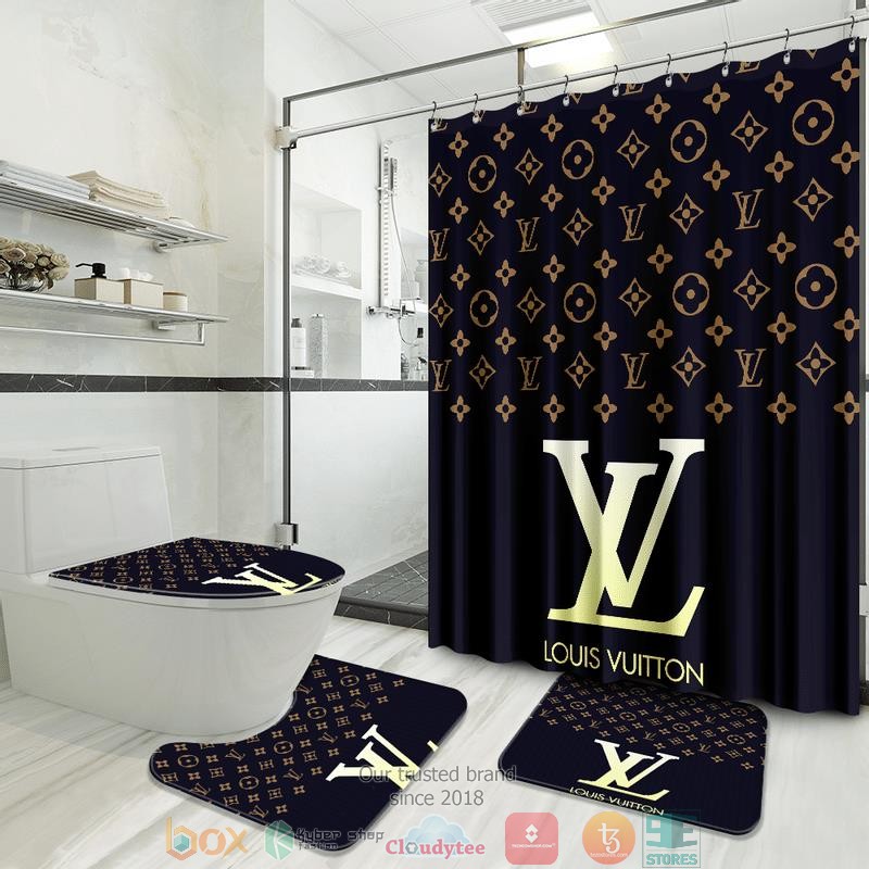 Louis_Vuitton_dark_blue_pattern_Shower_Curtain_Sets