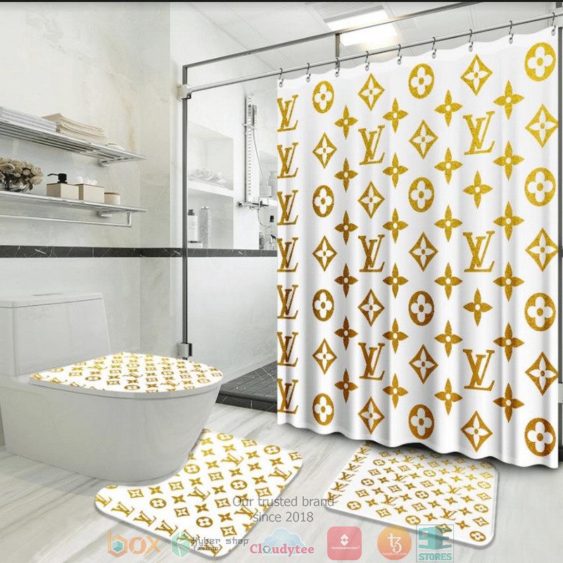 Louis_Vuitton_gold_white_pattern_Shower_Curtain_Sets