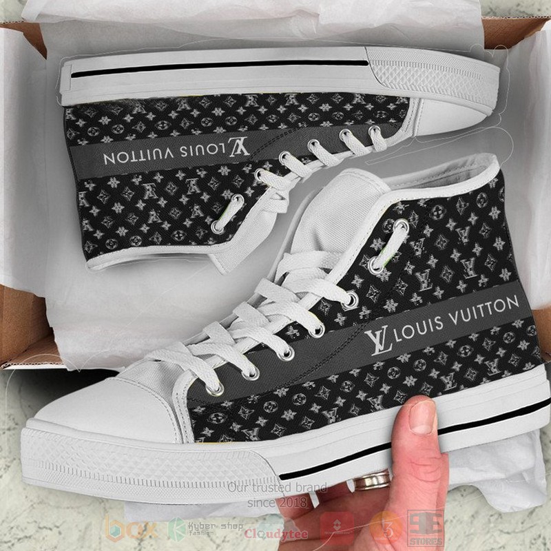 Louis_Vuitton_high-end_brand_black_pattern_canvas_high_top_shoes