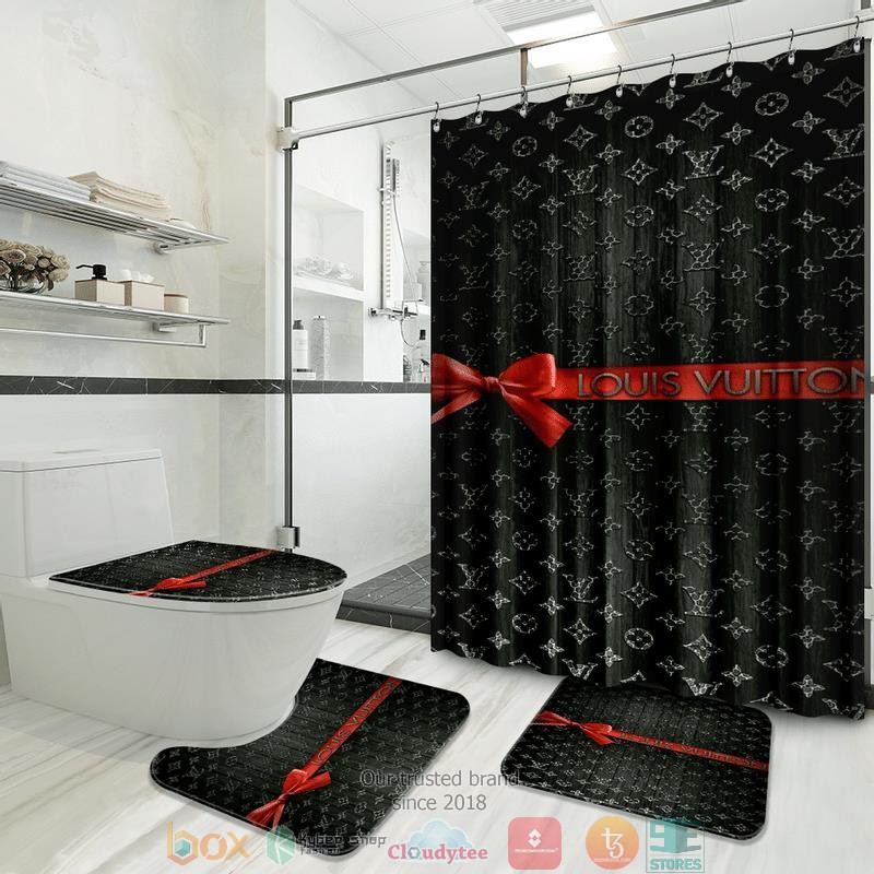 Louis_Vuitton_red_black_pattern_Shower_Curtain_Sets