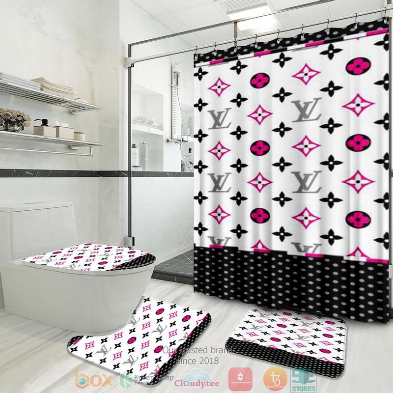 Louis_Vuitton_white_black_pattern_Shower_Curtain_Sets