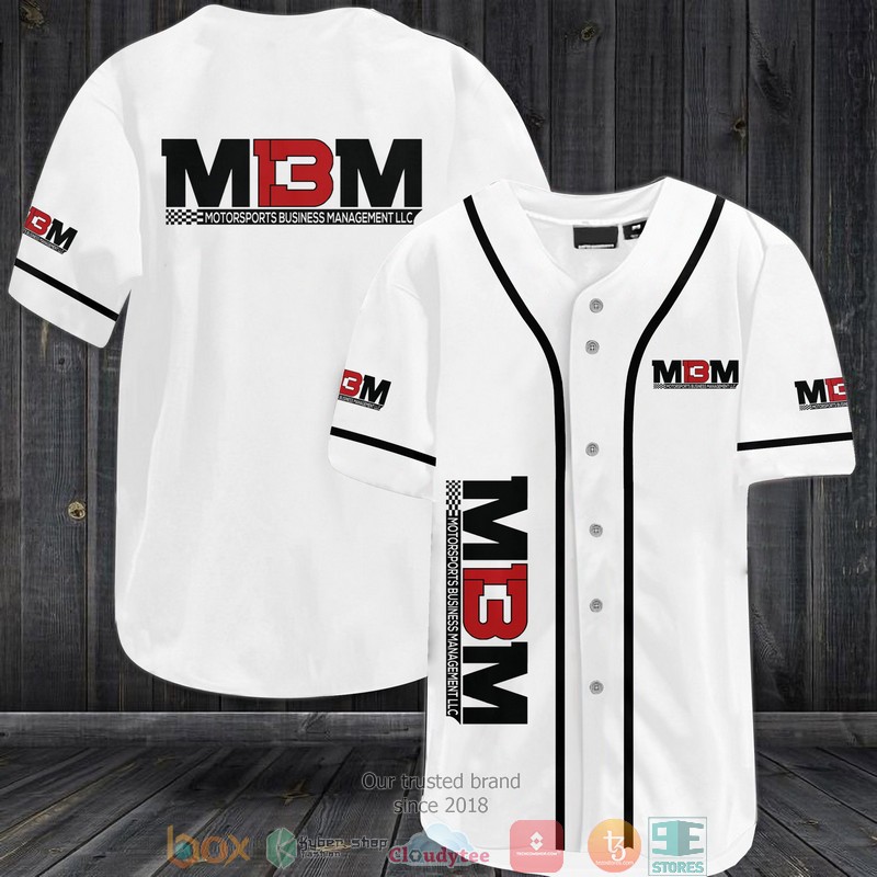 MBM_Motorsports_Racing_Logo_Car_Team_White_Baseball_Jersey