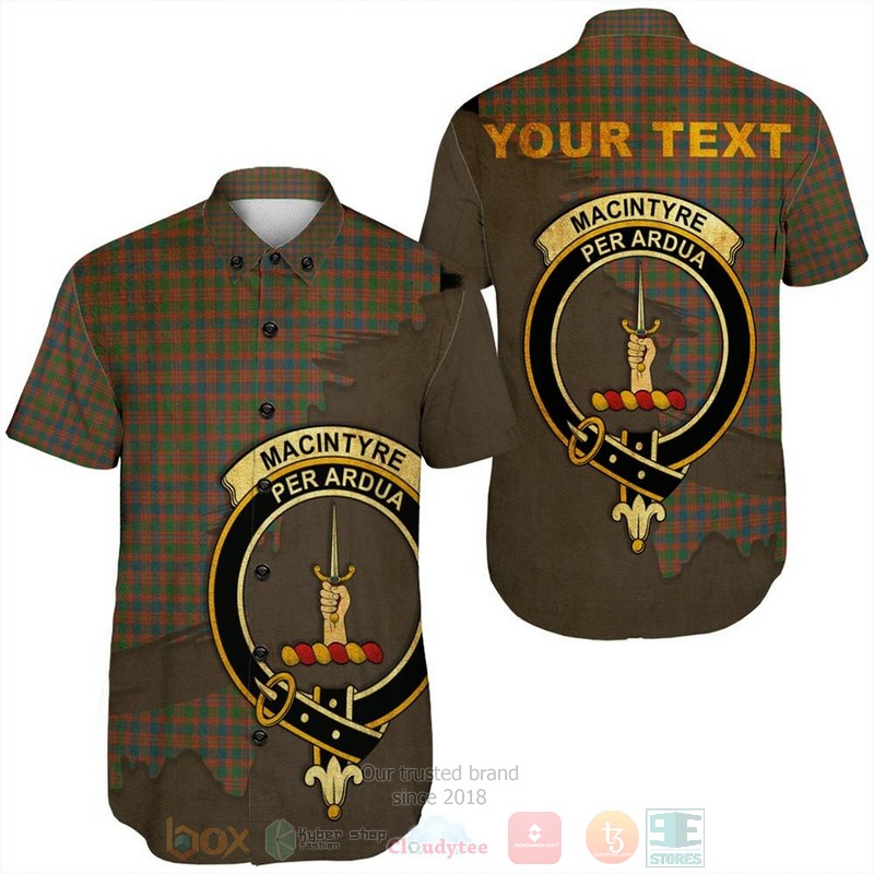MacIntyre_Hunting_Ancient_Tartan_Crest_Custom_Name_Short_Sleeve_Hawaiian_Shirt